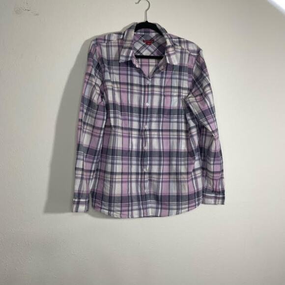 Merona Lavender Pink Plaid Button Down Collared Shirt Size Extra Large - Picture 1 of 7